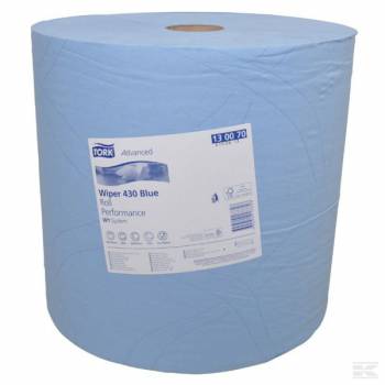 Tork Wiper 430 Blue 340-37cm - PM130070 -  - 2 Laags robuust papier 

 - Goede absorptie van olie en water 
- Zeer sterk 
- Economisch in gebruik 

 - o.a. geschikt voor werkplaatsen 

