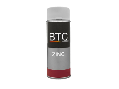 BTC Zinkspray 400 ml - 17100111 -  Mat. 
Zinkspray met goede prijs-kwaliteitverhouding, bestaat voor 90% uit zink.  
