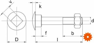 DIN 603 Slotbouten met moer metrisch 4.8 thermisch verzinkt, overmaats - 603825TV 