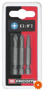 ED.63TJ3 set met 3 gegroefde bits, titanium voor Pozidriv®-schroeven, 1/4