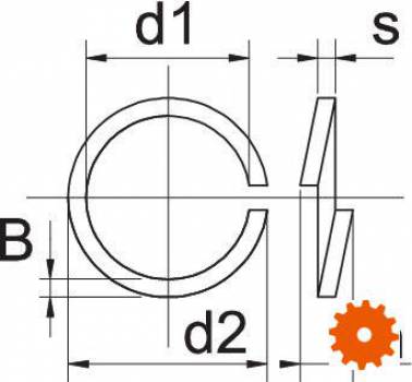 DIN 127B Veerringen met vlakke einden RVS A4 - AISI 316 -  