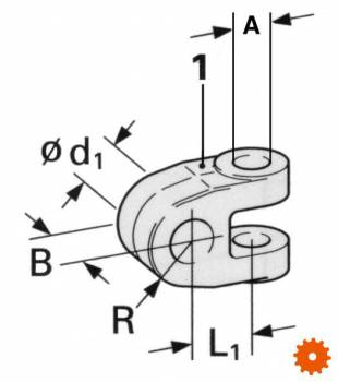 Gaffelkoppen bodemzijde  32mm voor hydr. topstangen -  