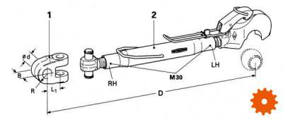 Topstangen M30 x 3,5 cat. 2 (gaffelkop) Walterscheid -  