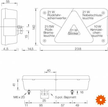 Achterlicht  Multipoint V 12V -  