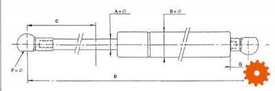 Gasdrukveren Type C - beide zijden met nylon kogelkop - CA2612NJ 