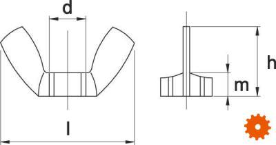 DIN 315 Vleugelmoeren metrisch RVS A2 - AISI 304, Amerikaans model - 3154RVSAMP025 