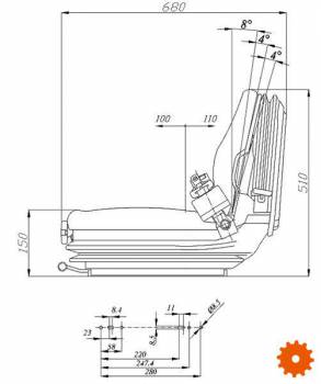 Zitting  met PVC/stof zwart bekleding -  