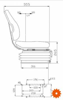 Zitting  met PVC/stof zwart bekleding - TS43000GP 