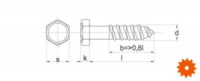 DIN 571 Zeskanthoutdraadbouten RVS A2 - AISI 304 - DIN 571 Zeskanthoutdraadbouten RVS A2 - AISI 304 -