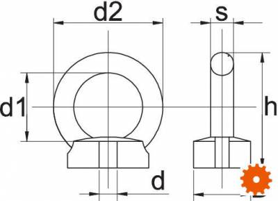 DIN 582 Oogmoeren metrisch C 15 zwart - 5828B 