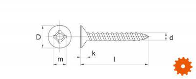 DIN 7982C Verzonken plaatschroeven met Pozidriv kruiskop verzinkt - 7982C3519P200 