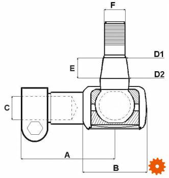 Kogelkoppen met binnendraad en klem lang - vanaf 140mm -  